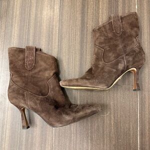 Sam Edelman Dark Brown Suede Ankle Booties